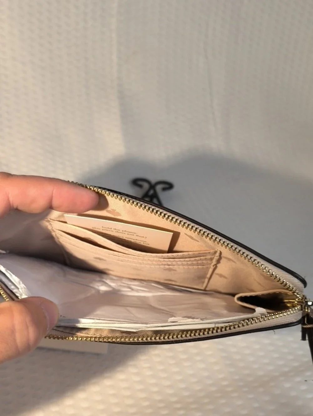 kate spade Medium L-Zip Rose Gold Metallic  Wristlet (Staci) MSRP$119 NWT